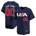 Custom USA Baseball 2026 World Baseball Classic Road Stadium Jersey - Navy