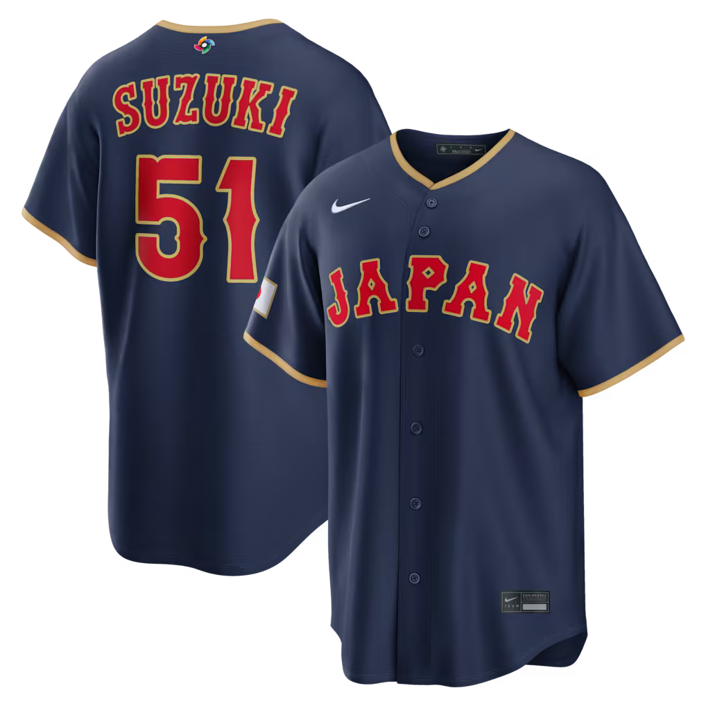 Seiya Suzuki Japan Baseball 2026 World Baseball Classic Road Stadium Jersey - Navy